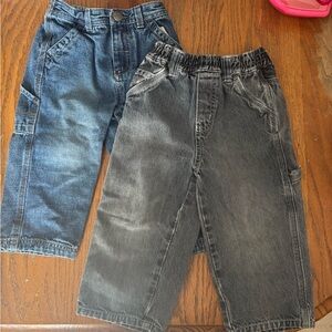Kids' Elastic-Waist Denim Pants - Blue and Black